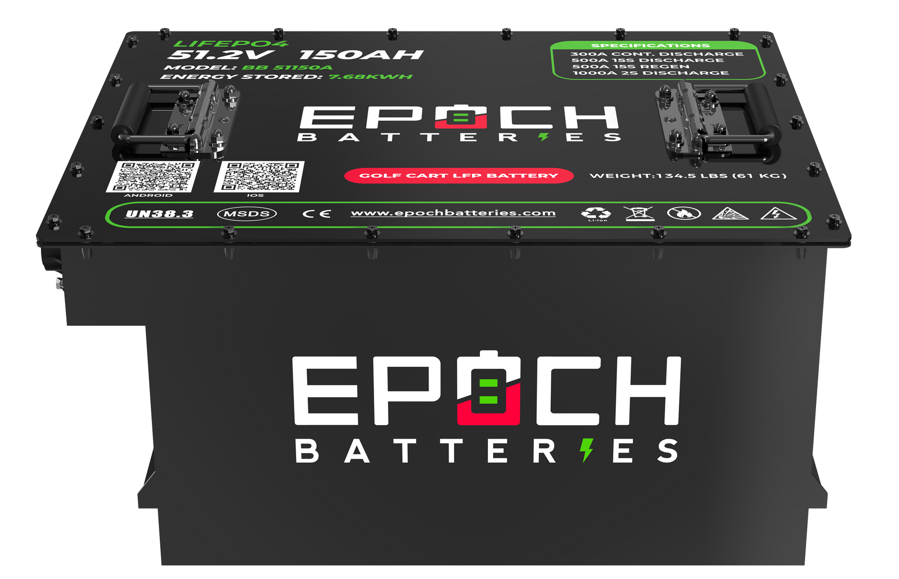 48V 150Ah (7.68kWh) - LiMax Series - Lithium (LiFePO4) Golf Cart Battery - Complete Kit