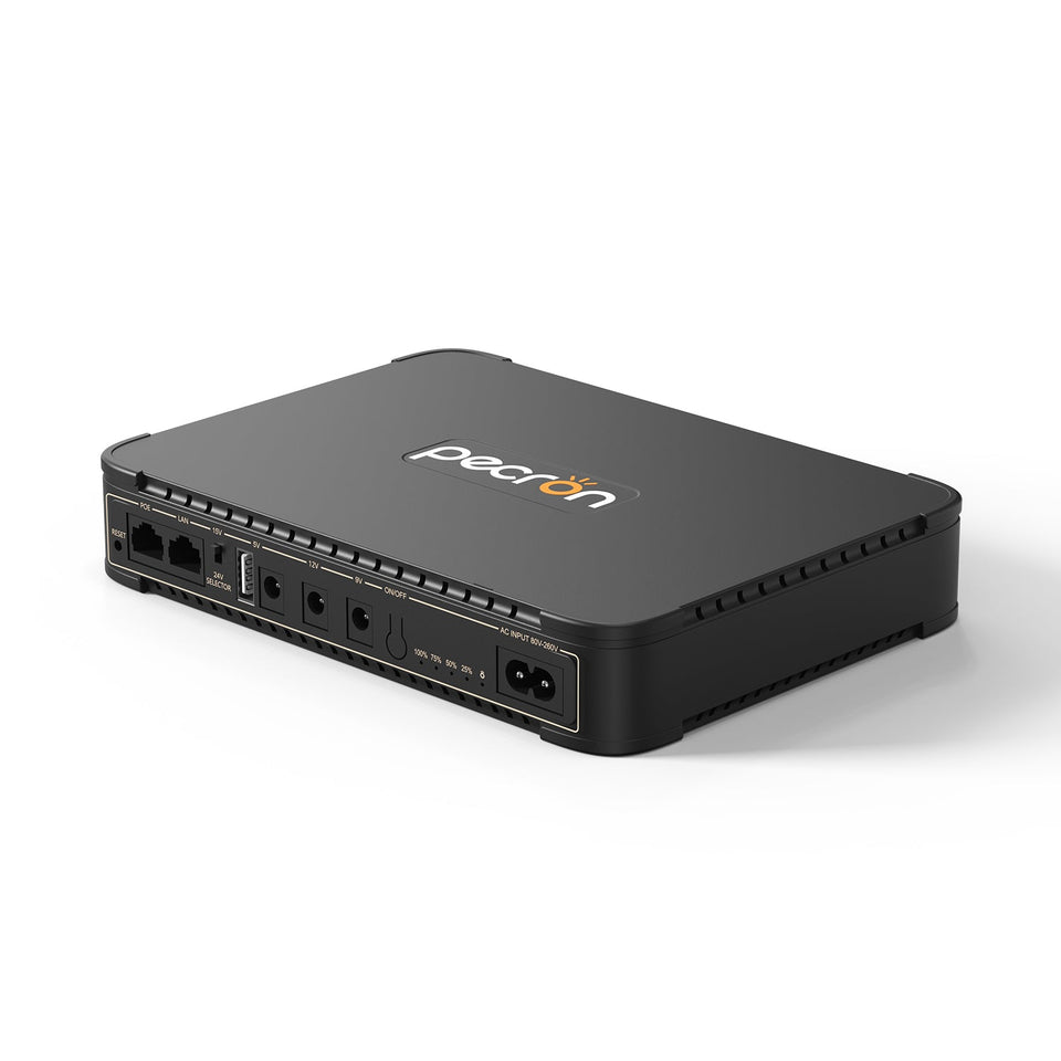 Pecron D77 DC UPS Battery Backup, 76.96Wh Small UPS for WiFi Router/Modem/Security Camera/Phone, With PoE Port, 5V/9V/12V