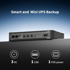 Pecron D77 DC UPS Battery Backup, 76.96Wh Small UPS for WiFi Router/Modem/Security Camera/Phone, With PoE Port, 5V/9V/12V