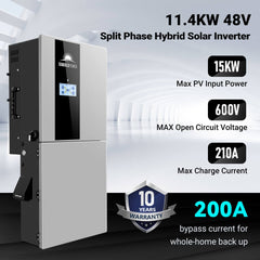 Hybrid Solar Kit 11.4KW 48V Split Phase 30.72KWH Lithium Battery 28 X 450 Watt Solar Panel SGH-11N3E
