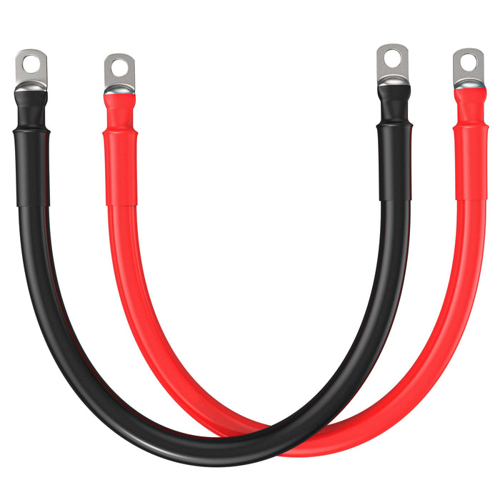 1/0 Gauge 3/8" Battery Cables | Pair of 1/0 AWG Red and Black Pure Copper Inverter Battery Cables with 3/8" Lugs