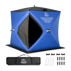 DEERFAMY Insulated Double-Layer Ice Fishing Shelter Portable Tent(3-4 People)