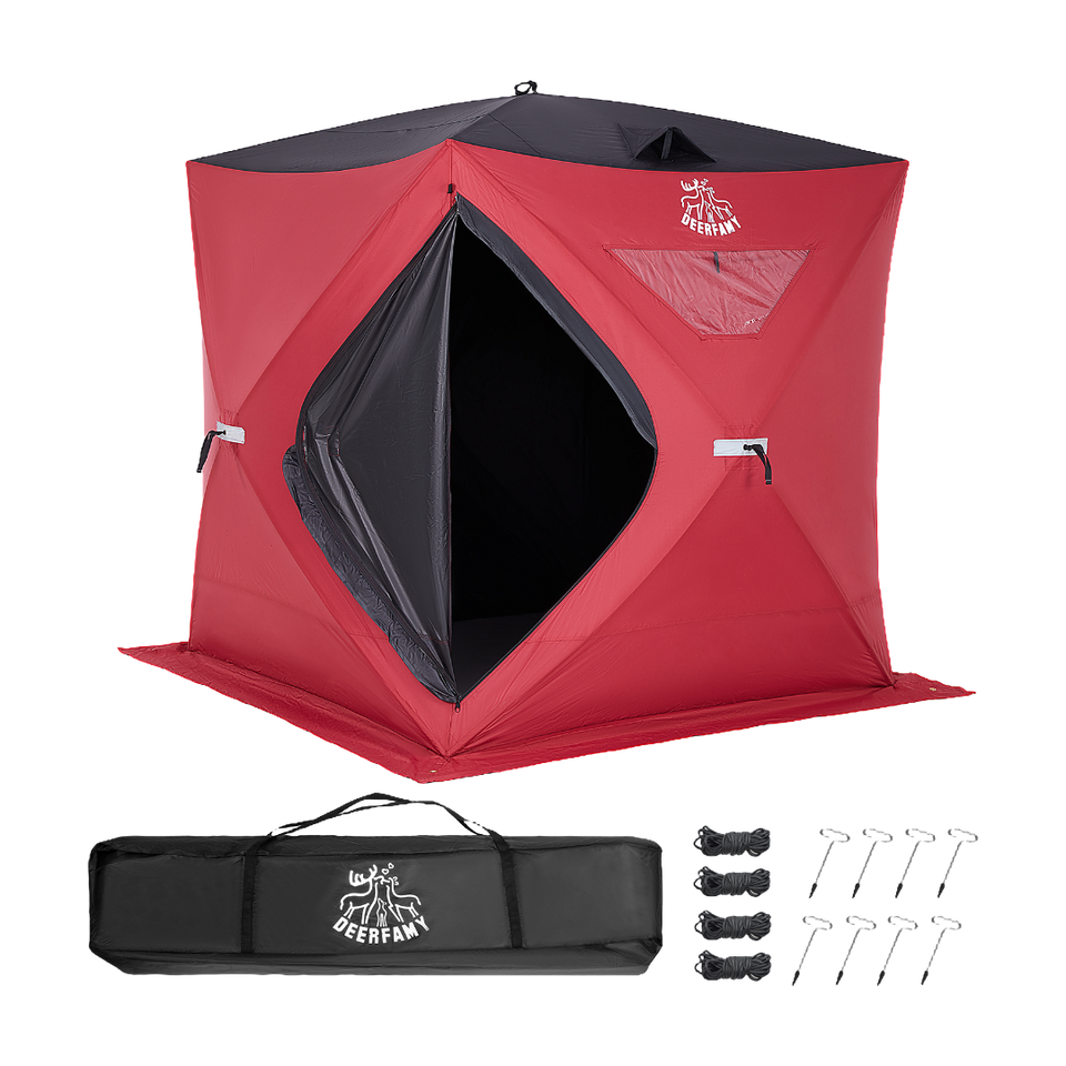 DEERFAMY Single-Layer Insulated Ice Fishing Shelter Portable Tent(3-4 People)