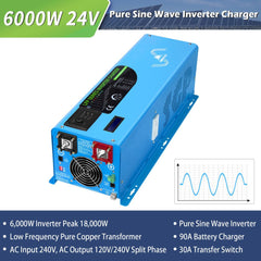 Low Frequency Inverter 6000W-DC24V (split phase) AC input 240V AC output 120V and 240V