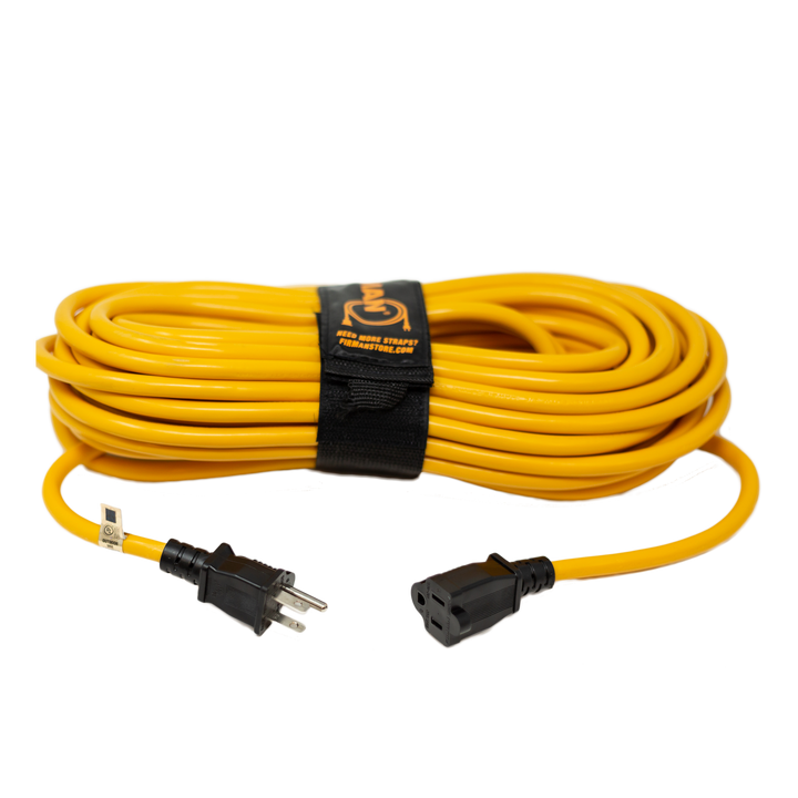50ft Medium Duty 5-15P to 5-15R Generator Utility Power Cord With Storage Strap