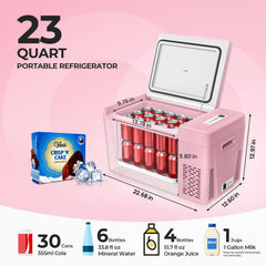 BougeRV 12V 23QT Colorful Pink Car Fridge (Refurbished)