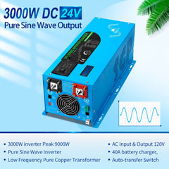 Low Frequency Inverter 3000W-DC24V (single phase) AC input 120V AC output 120V