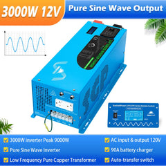 Low Frequency Inverter 3000W-DC12V (single phase) AC input 120V AC output 120V
