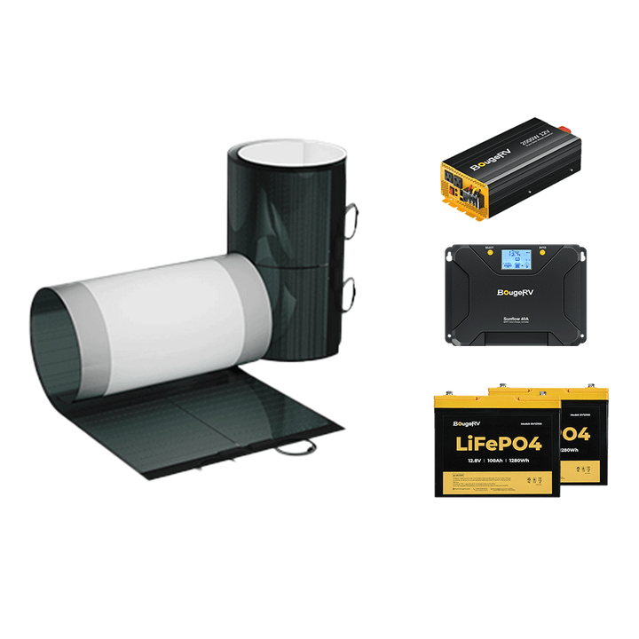 BougeRV 400 Watt 12V CIGS Flexible Solar System Kit(Adhesive)