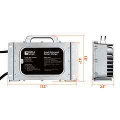 48V (57.6V) Waterproof LiFePO4 Charger | 20A - 25A,  100-240V AC, 8-in-1 Protection, Fan-Cooled