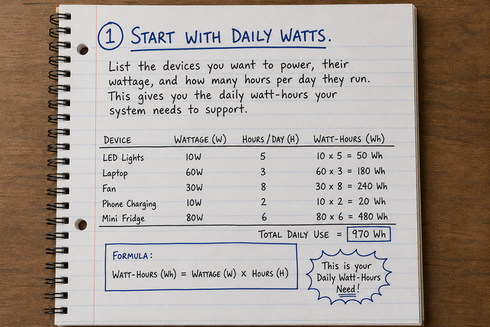 Daily watt-hour planning