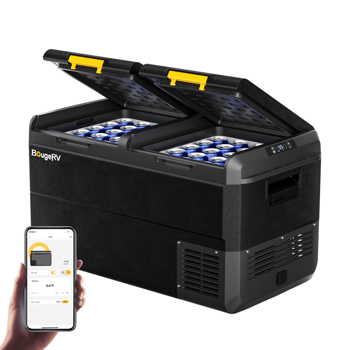 BougeRV CRS 79 Quart 12V Dual Zone Car Fridge Freezer