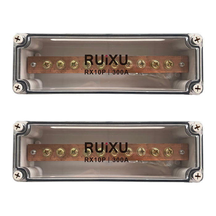RUiXU RX10P 300A Busbar with 10 x 5/16 in M8 Terminal Studs - One Pair