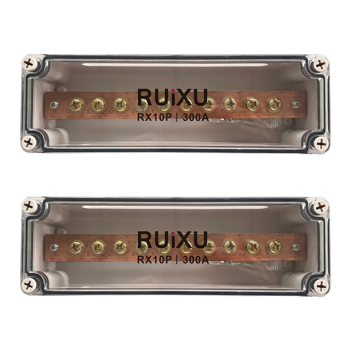 RUiXU RX10P 300A Busbar with 10 x 5/16 in M8 Terminal Studs - One Pair