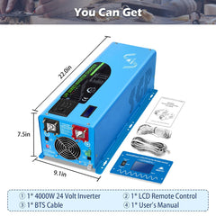 Low Frequency Inverter 4000W-DC24V (split phase) AC input 240V AC output 120V and 240V