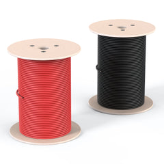 1/0 Gauge 3/8" Battery Cables | Pair of 1/0 AWG Red and Black Pure Copper Inverter Battery Cables with 3/8" Lugs