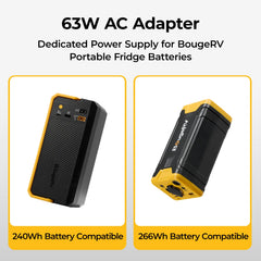 BougeRV New 63W AC Power Cord for 240Wh Detachable Battery and 266Wh Power Supply