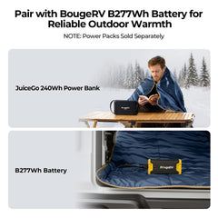 BougeRV 12V Portable Heated Blanket (Blue)