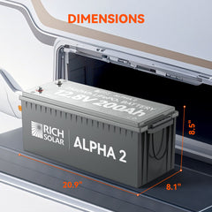 ALPHA 2 | 12V 200Ah LiFePO4 Battery | Powerful 12V Lithium Battery for RVs, Trailers, Vans, Boats, Off-Grid | 5,000 Lifetime Cycles | Bluetooth and Internal Heat Technology