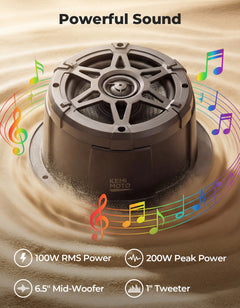 KEMIMOTO 6.5" Waterproof Speaker Pods with Enclosure for UTV, RV & Marine