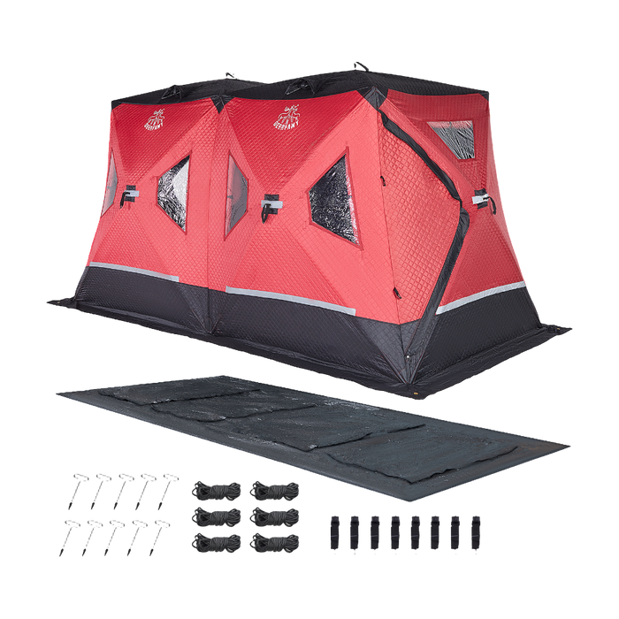 DEERFAMY Double-Layer Ice Fishing Hut Portable Tent Double Rooms