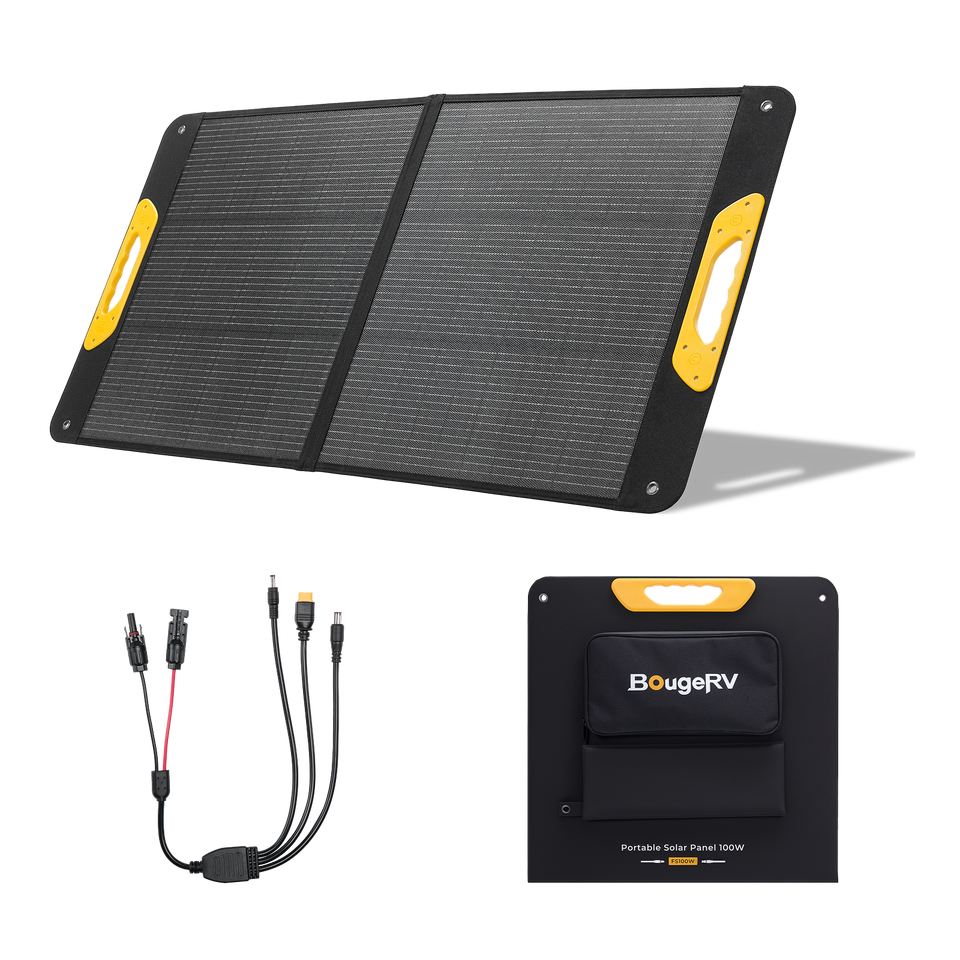 BougeRV New 100W Portable Solar Panel