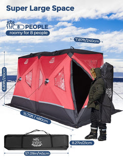 DEERFAMY Double-Layer Ice Fishing Hut Portable Tent Double Rooms