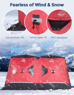 DEERFAMY Double-Layer Ice Fishing Hut Portable Tent Double Rooms