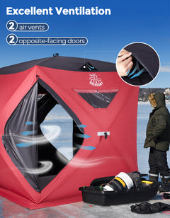 DEERFAMY Single-Layer Insulated Ice Fishing Shelter Portable Tent(3-4 People)