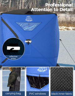 DEERFAMY Insulated Double-Layer Ice Fishing Shelter Portable Tent(3-4 People)