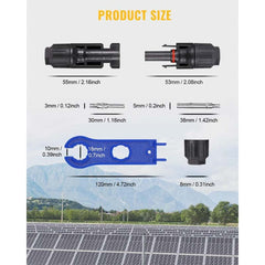 BougeRV 12 PCS Solar Connectors with Spanners 6 Pairs Male/Female(10AWG)