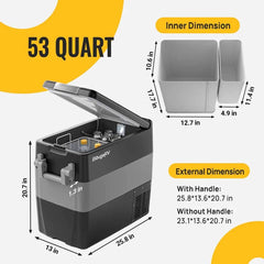 BougeRV 12V 53 Quart (50L) Portable Fridge Car Freezer