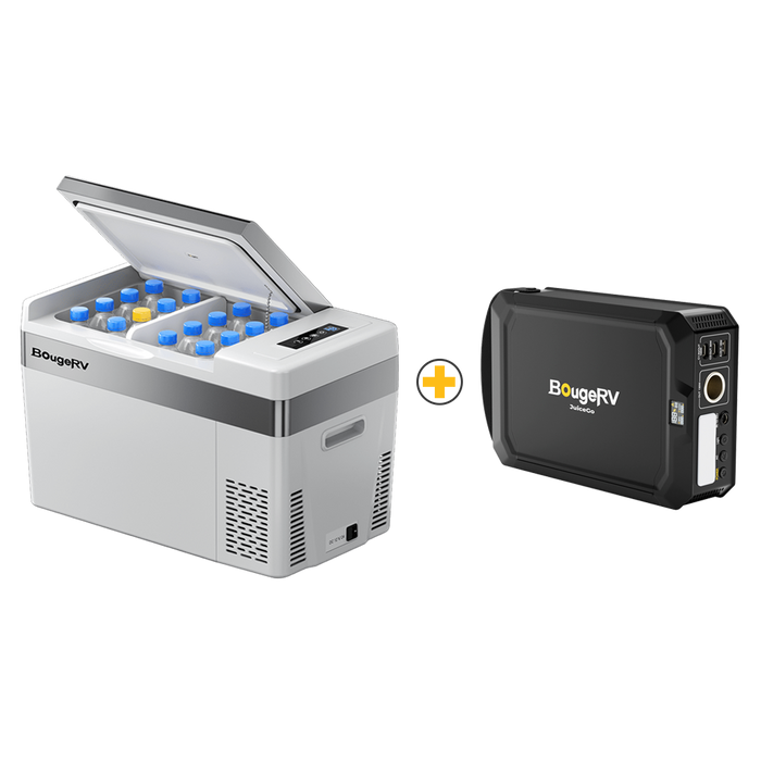 BougeRV 12V Portable Fridge With JuiceGo 240Wh Power Station - JuiceGo+CR28 White
