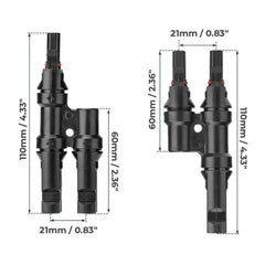 BougeRV Solar Branch Connectors Y Connector in Pair MMF+FFM Parallel Connection