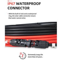 BougeRV 12AWG Solar Extension Cable with Extra Free Connectors(xx FT Red+xx FT Black)
