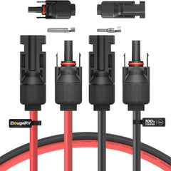BougeRV 8AWG Solar Extension Cable with Extra Free Connectors(xx FT Red+xx FT Black)