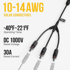 BougeRV Solar Y Branch Connector 3 to 1(M/FFF and F/MMM)