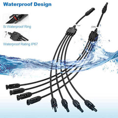 BougeRV Y Branch Parallel Connectors Extra Long 4 to 1 Solar Cable