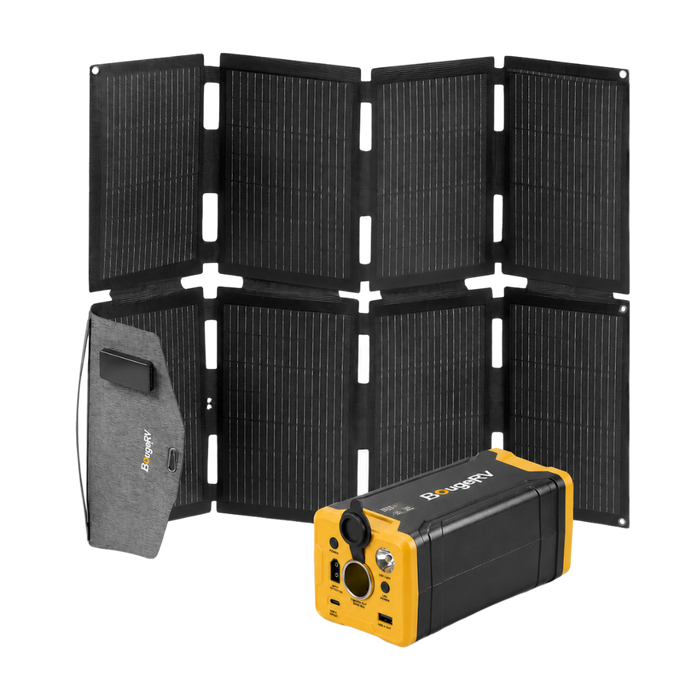 BougeRV 266Wh Portable Power Station for Fridge - 266Wh Battery+100W Solar Panel