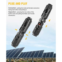 BougeRV 12 PCS Solar Connectors with Spanners 6 Pairs Male/Female(10AWG)
