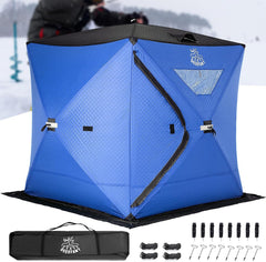 DEERFAMY Insulated Double-Layer Ice Fishing Shelter Portable Tent(3-4 People)