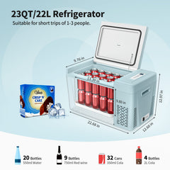 BougeRV 12V 23QT Colorful Mint Green Car Fridge (Refurbished)