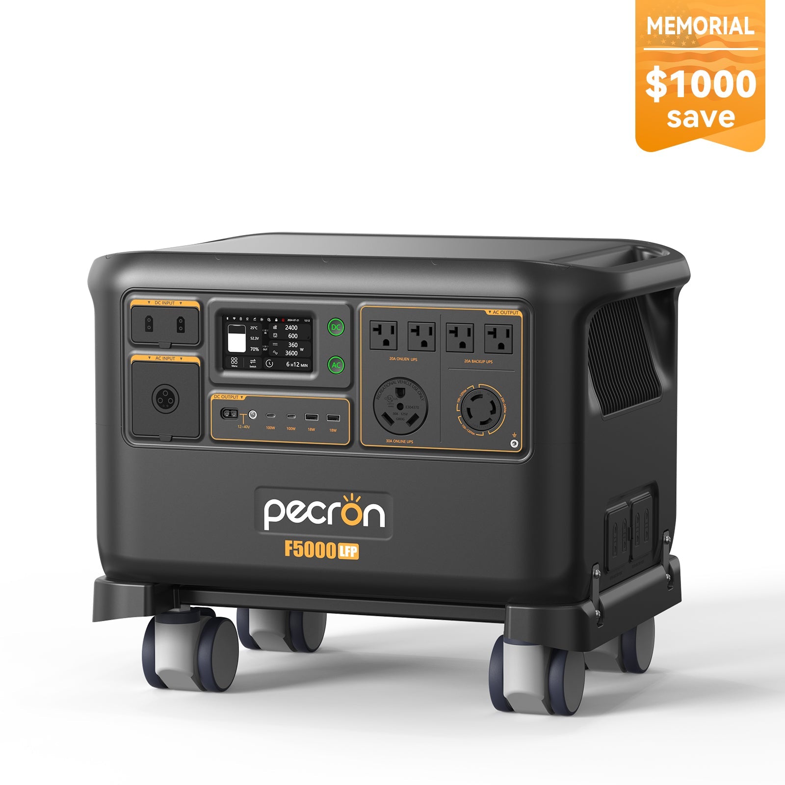 PECRON F5000LFP Portable Power Station 7200W 5120Wh 120V/240V