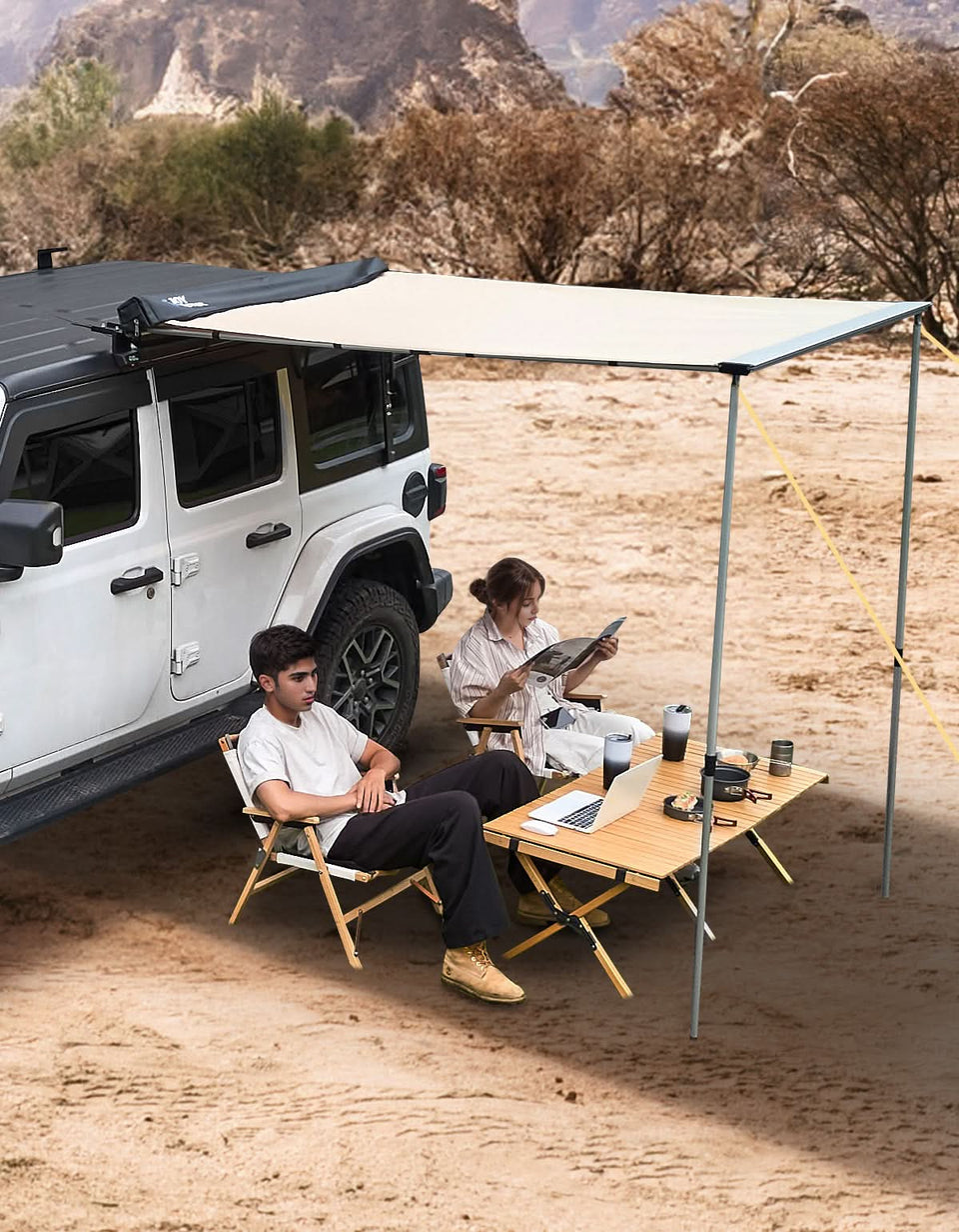 Roof Rack Side Awning for SUV & Truck, UV50+ Waterproof Pull-Out Shade