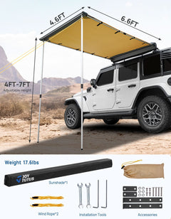Roof Rack Side Awning for SUV & Truck, UV50+ Waterproof Pull-Out Shade