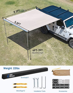 Roof Rack Side Awning for SUV & Truck, UV50+ Waterproof Pull-Out Shade