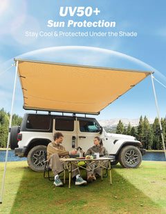 Roof Rack Side Awning for SUV & Truck, UV50+ Waterproof Pull-Out Shade