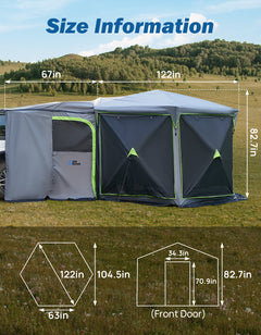 Pop-Up SUV Camping Tent with 2 Rooms – 10×10.5 ft Tailgate Car Tent Canopy