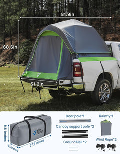 Semi-Automatic Truck Bed Tent with Awning – Quick Setup 2-Person Pickup Tent