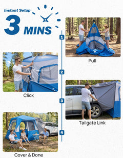 SUV Camping Tent for 5-8 Person, Automatic Instant Setup with  Waterproof Rainfly